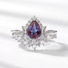 Ring S925 Silver Cultivation Color Treasure Stone Geometric Pattern Diamond Inlay