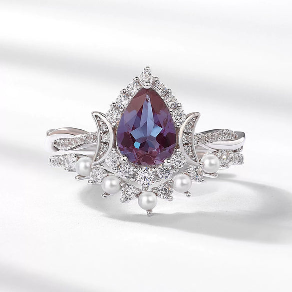 Ring S925 Silver Cultivation Color Treasure Stone Geometric Pattern Diamond Inlay