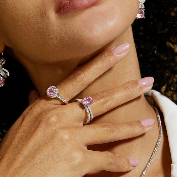 Ring S925 Silver Geometric Color Zirconium Set With Diamond