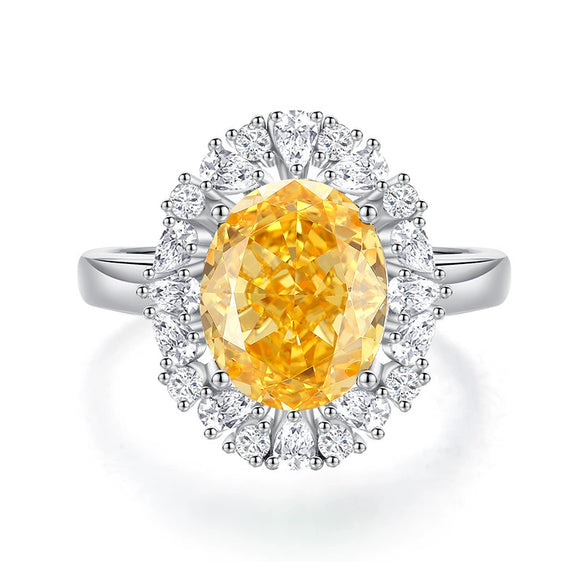 Ring S925 Silver Geometric Eggshaped Diamond