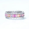 Ring S925 Silver Inlaid Rainbow Zircon Geometric Fashion Women's
