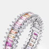 Ring S925 Silver Inlaid Rainbow Zircon Geometric Fashion Women's