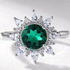 Ring S925 Silver Inlay Cultivation Diamond Retro Light Luxury Geometric Sunflower Style