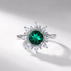 Ring S925 Silver Inlay Cultivation Diamond Retro Light Luxury Geometric Sunflower Style
