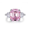 Ring S925 Silver Pink Zircon High Carbon Diamond Geometric Electroplating For Women