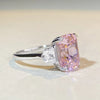 Ring S925 Silver Pink Zircon High Carbon Diamond Geometric Electroplating For Women