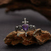 Ring S925 Sterling Silver Crystal Heart Shape Set With Gems For Women Plants And Flowers Style