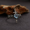 Ring S925 Sterling Silver Crystal Heart Shape Set With Gems For Women Plants And Flowers Style