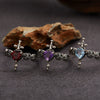 Ring S925 Sterling Silver Crystal Heart Shape Set With Gems For Women Plants And Flowers Style