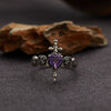 Ring S925 Sterling Silver Crystal Heart Shape Set With Gems For Women Plants And Flowers Style