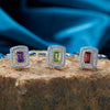 Ring S925 Sterling Silver Crystal Natural Citrine Amethyst Colored Gemstone Geometric Ushaped Set With Gems Light Luxury Style