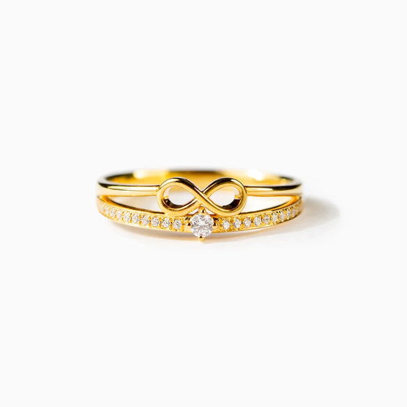 Ring S925 Sterling Silver Double Layer Geometric Electroplated Women's