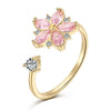 Ring S925 Sterling Silver Flower Geometric Electroplating Women's