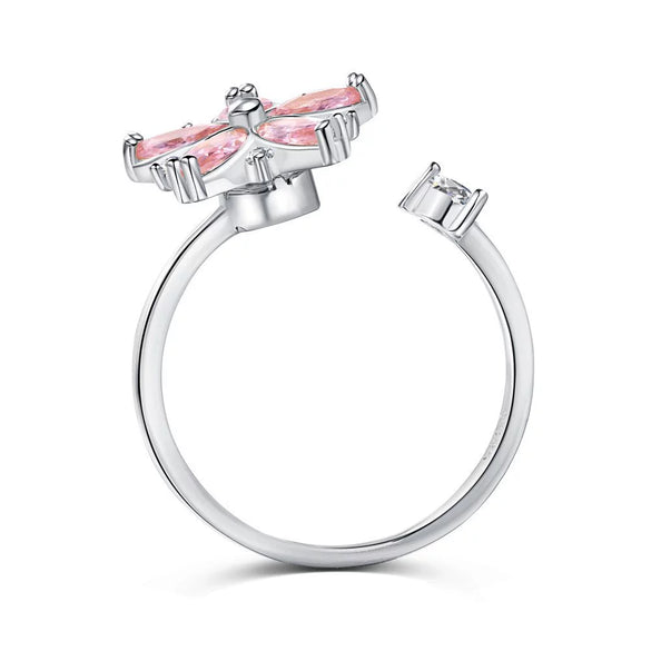 Ring S925 Sterling Silver Flower Geometric Electroplating Women's