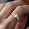 Ring S925 Sterling Silver Geometric Black Dyeing Electroplating Women's