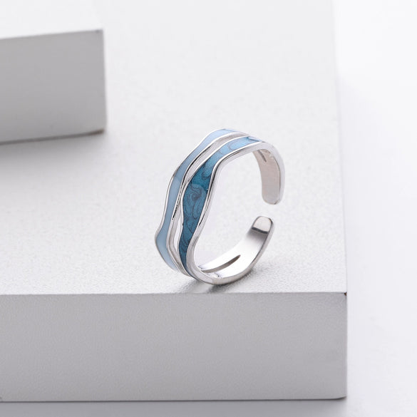 Ring S925 Sterling Silver Geometric Dripping Glue Jewelry For Women