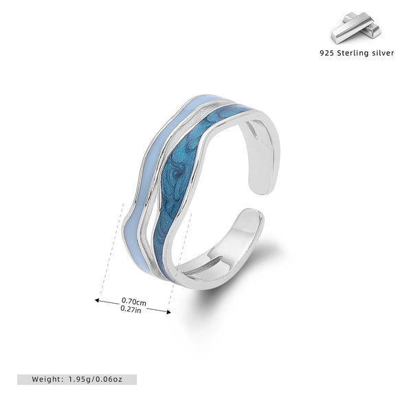 Ring S925 Sterling Silver Geometric Dripping Glue Jewelry For Women