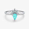Ring S925 Sterling Silver Imitation Paraiba Tourmaline Crown Inlay Women's