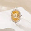 Ring S925 Sterling Silver 18K Gold Plated Crystal Geometric Set With Gems
