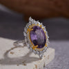 Ring S925 Sterling Silver 18K Gold Plated Crystal Geometric Set With Gems