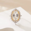 Ring S925 Sterling Silver 18K Gold Plated Crystal Geometric Set With Gems