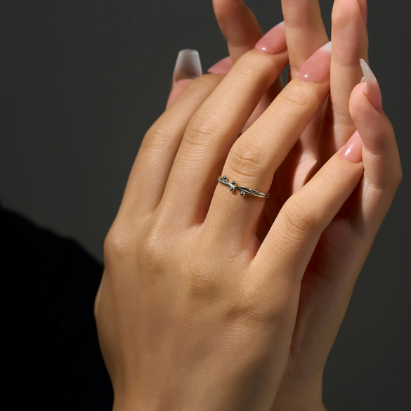 Ring S925 Sterling Silver Microinlaid Zircon Geometric Electroplated Fashion Jewelry For Women And Unisex