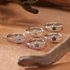 Ring S925 Sterling Silver Natural Amethyst Citrine Hexagonal Star Hollow Women's Sweet Style Set With Gemstones