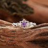 Ring S925 Sterling Silver Natural Amethyst Citrine Hexagonal Star Hollow Women's Sweet Style Set With Gemstones