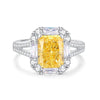 Ring S925 Sterling Silver Yellow Diamond Geometric Minimalist Women's Jewelry