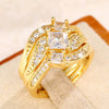 Ring Set Copper Geometric Inlaid Zircon Women's Couple Style