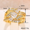 Ring Set Copper Geometric Inlaid Zircon Women's Couple Style