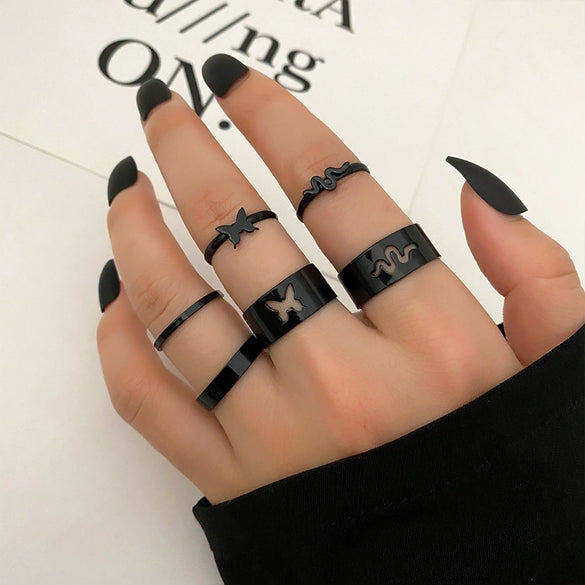 Ring Set Geometric Spiral Cross Alloy Electroplating Style Simple Unisex