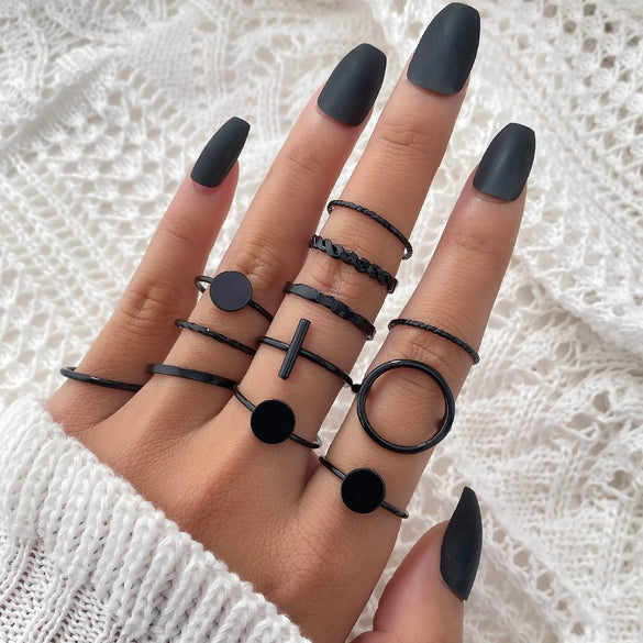 Ring Set Geometric Spiral Cross Alloy Electroplating Style Simple Unisex