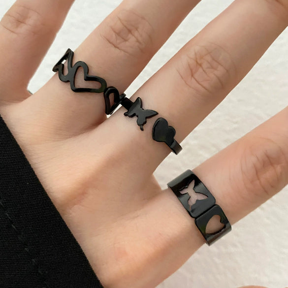 Ring Set Geometric Spiral Cross Alloy Electroplating Style Simple Unisex