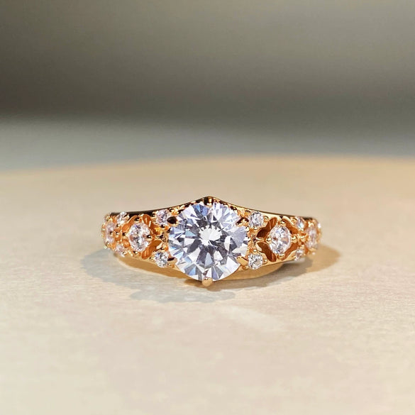 Ring Silver Geometric Moissanite Electroplating