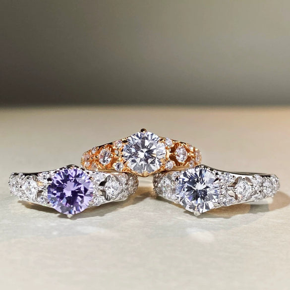 Ring Silver Geometric Moissanite Electroplating