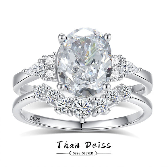 Ring 925 Silver Geometric Ushape Electroplating Women's Light Luxury High Carbon Diamond Ring