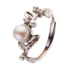 Ring 925 Silver Natural Freshwater Pearl Geometric Women's Fashion Sweet Open