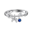 Ring Silver 925 Sterling Bow Cubic Zirconia Sapphire Fragrant Heart Electroplating