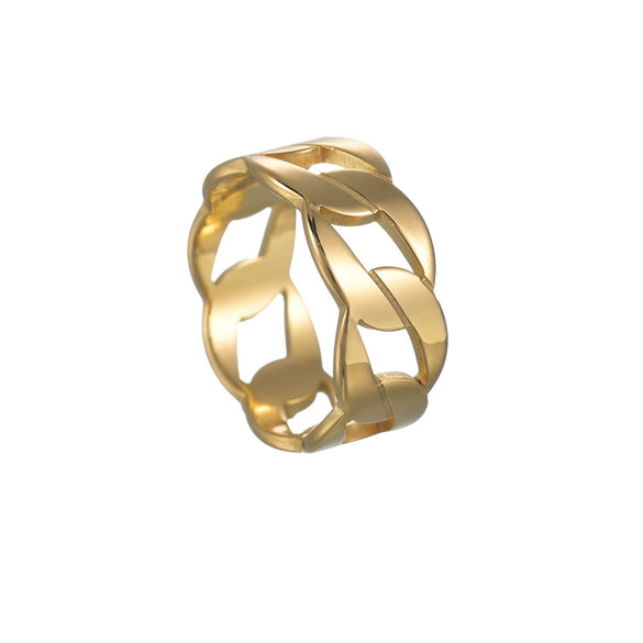 Ring Stainless Steel Chain Shape Geometric Punk Style Electroplated Unisex