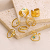 Ring Stainless Steel Double Row Star Snake Inlaid Semiprecious Stone Electroplated
