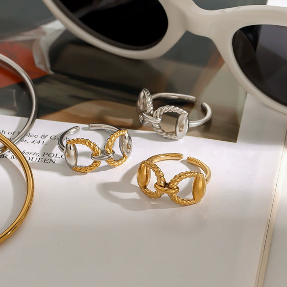 Ring Stainless Steel Double Thread Horseshoe Animal Zodiac Electroplating