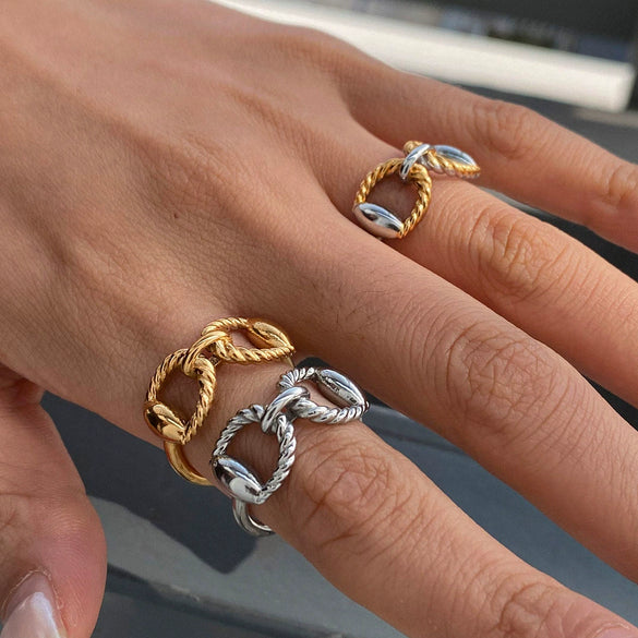 Ring Stainless Steel Double Thread Horseshoe Animal Zodiac Electroplating