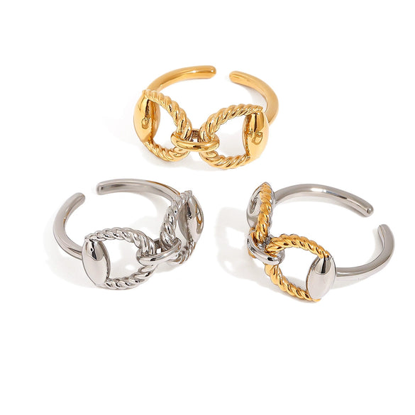 Ring Stainless Steel Double Thread Horseshoe Animal Zodiac Electroplating