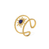 Ring Stainless Steel Doublerow Eightmang Star Semiprecious Stone Inlaid Geometric Electroplated