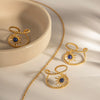 Ring Stainless Steel Doublerow Eightmang Star Semiprecious Stone Inlaid Geometric Electroplated
