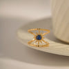 Ring Stainless Steel Doublerow Eightmang Star Semiprecious Stone Inlaid Geometric Electroplated