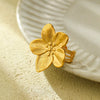 Ring Stainless Steel Flower 18K Gold Plated Electroplating French Retro Fashion Design Women's Open