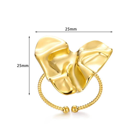 Ring Stainless Steel Geometric Bow Electroplated Design Women's Jewelry