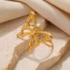Ring Stainless Steel Geometric Bow Electroplated Design Women's Jewelry